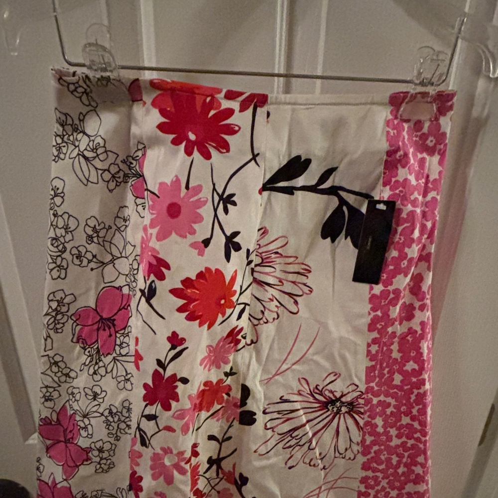 NWT Grace Elements Floral Skirt Flared Skirt w/Pink Scalloped Trim Size 4